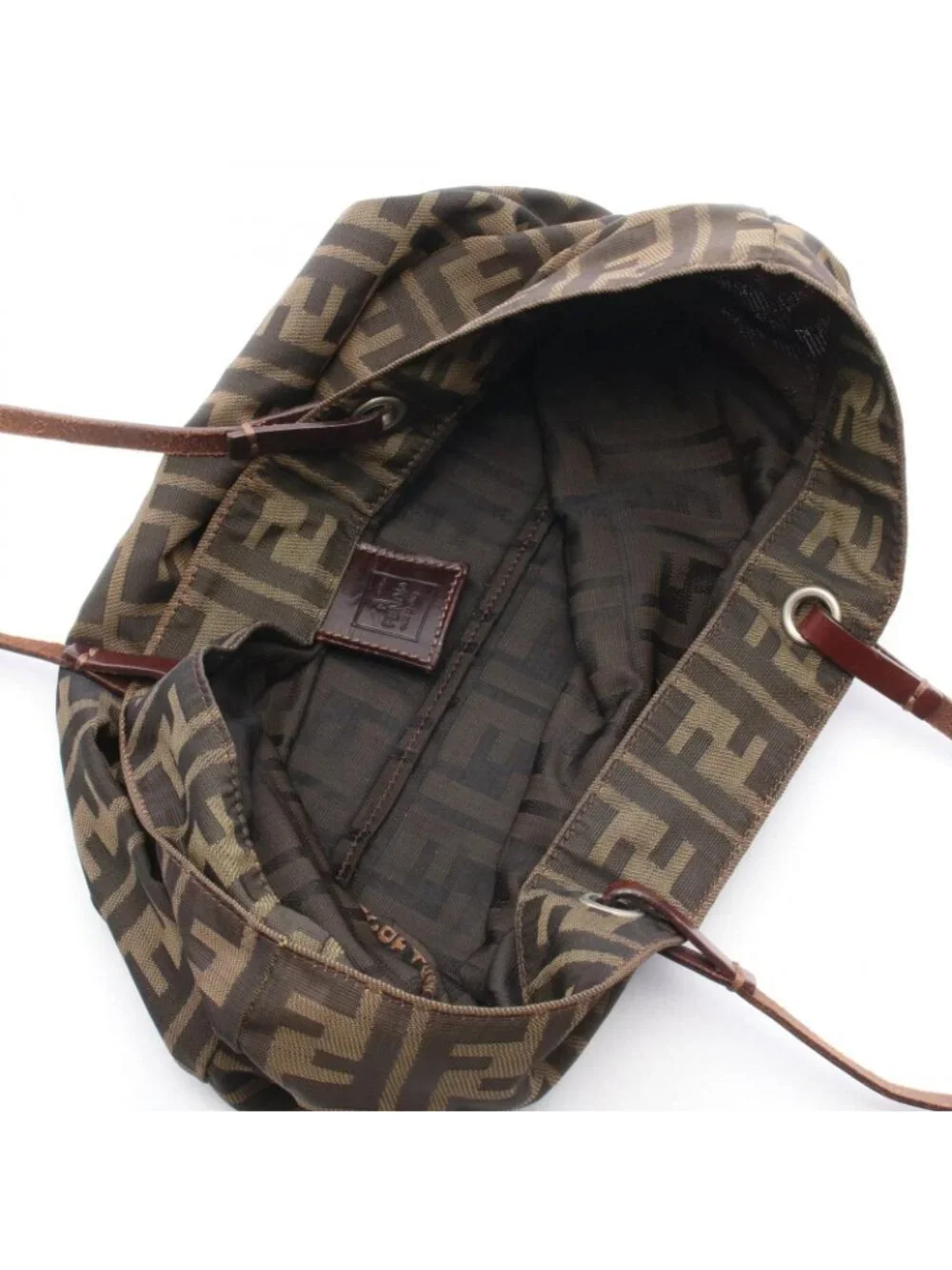 Fendi Tote Zucca Brown Nylon Leather